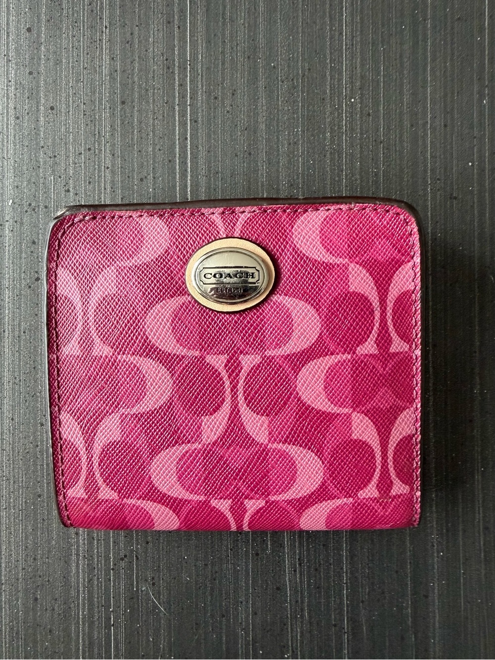Coach Signature Compact Wallet in Fuchsia/Pink